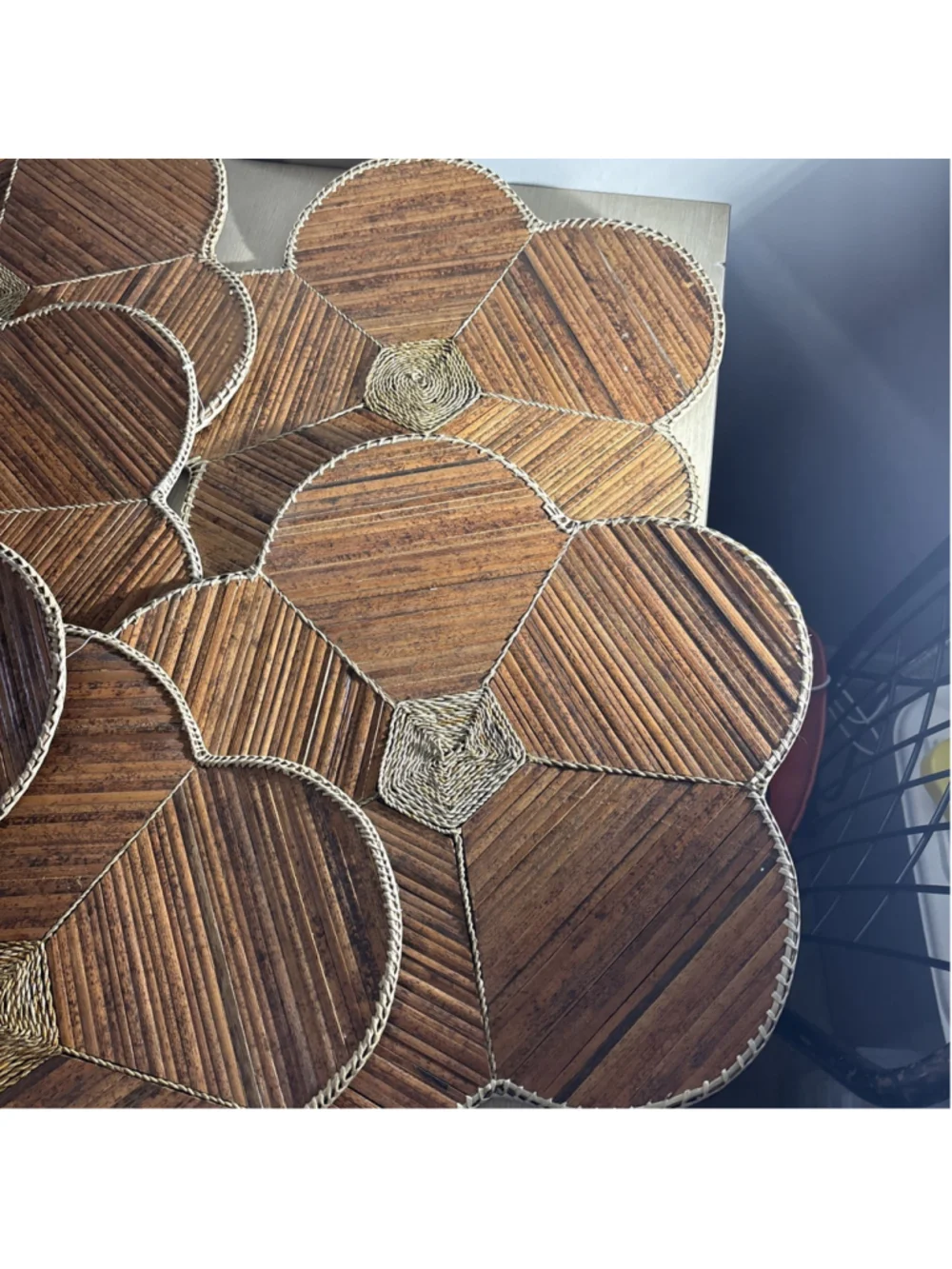 Vintage Natural Recycled Material Pier 1 Brown Flower Placemats 6 New w/o Tag